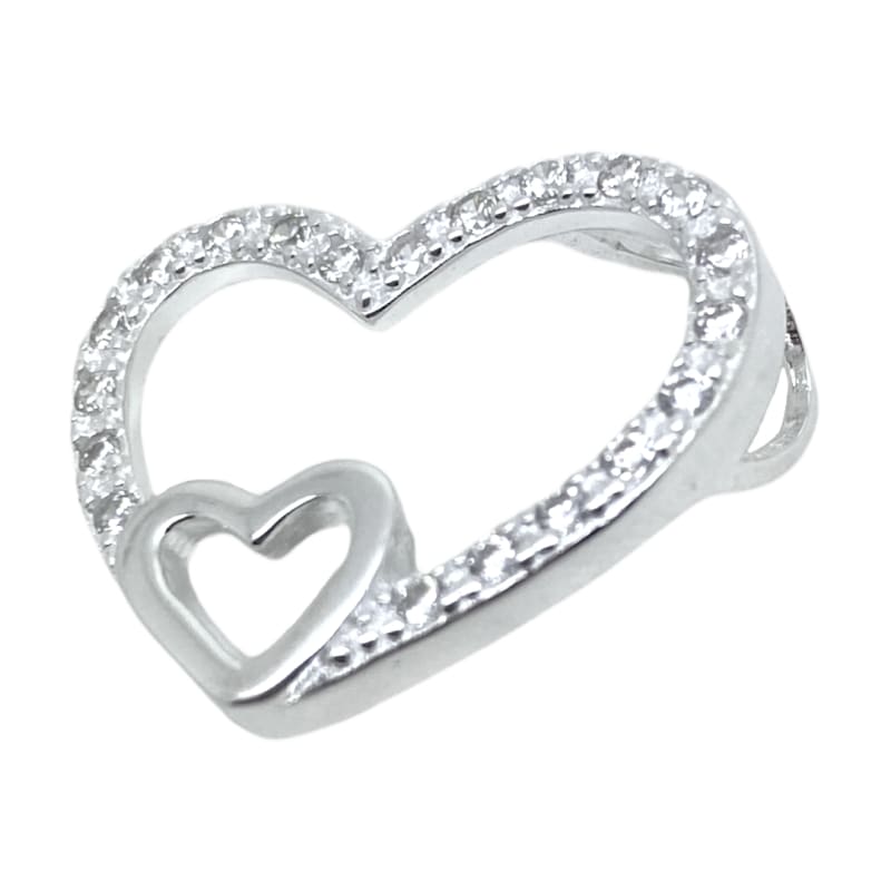 Dije 2 corazones con piedras Plata Italiana 925 - Metalli - Default Title - Perfumisimo